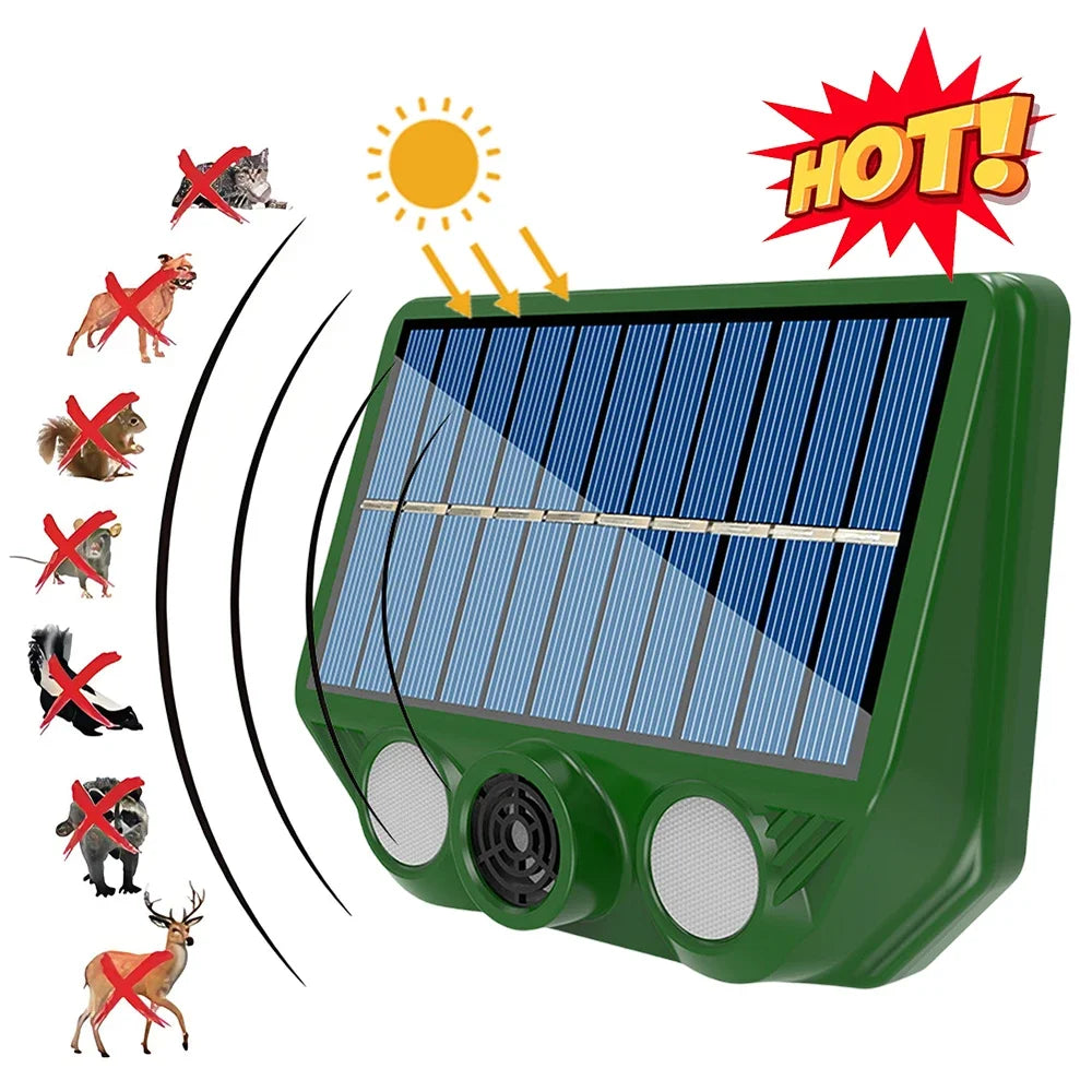 Carvallo Tiervertreiber ECOFERA DualProtect | Ultrasound & LED | IP66 Vattentät | Solardriven med USB-laddningsalternativ | 200-300 m² Täckning Carvallo