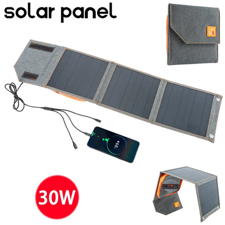 Carvallo Solpanel HeliGo Light | 15–30 W | USB-utgång & 3-i-1-laddkabel | Ultralätt & Bärbar | För camping, vandring & nödsituationer Carvallo