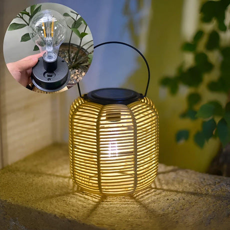Rattan Light - Kreativ Rattan Solträdgårdsdekoration Lampa Carvallo