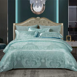 Wostar Satijn Rayon Jacquard Påslakan 220x240 Sommarluxus Dubbelsäng Duntäcke Sängkläder Set Carvallo