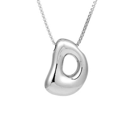 Royelux A-Z Ballong Bubbel Bokstav Hänge Halsband – Silver Chunky Initial Smycken Carvallo