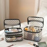 Carvallo TravelMesh kosmetikväska med dubbelfack | Stort volym & dragkedja | Svart & Transparent Carvallo