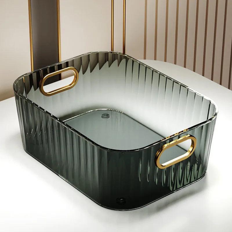 Carvallo förvaringslåda | Transparent med diamantstruktur | Guldhandtag & Öppen design | 25x15x10 cm Carvallo