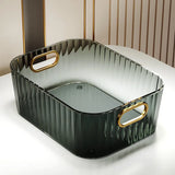 Carvallo förvaringslåda | Transparent med diamantstruktur | Guldhandtag & Öppen design | 25x15x10 cm Carvallo