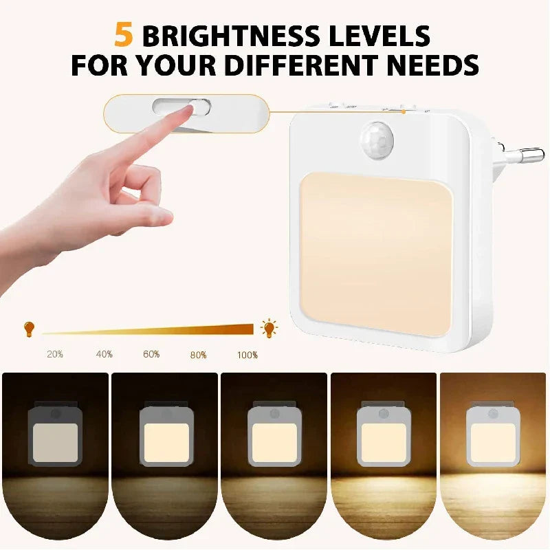 Carvallo Mini LED Nattljus | Med rörelsesensor | Varm- & Kallvitt | För hall, sovrum & badrum Carvallo