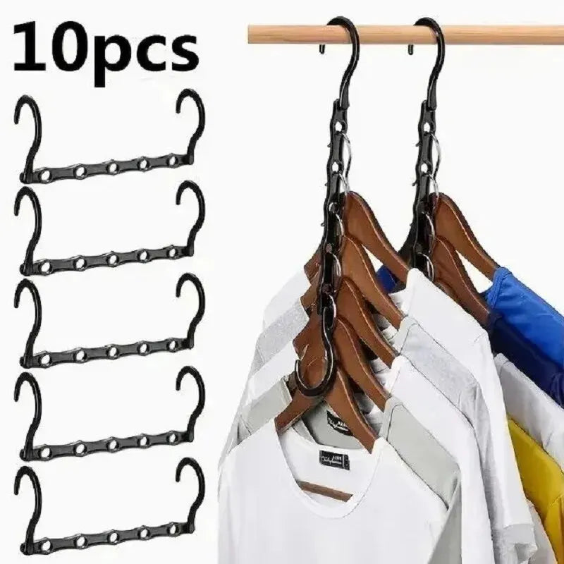 Carvallo Klädhängare ClosetDrop SmartHanger | 10-pack Platsbesparande klädhängare med 5 hängpunkter | Svart | 23,8 × 10 cm Carvallo