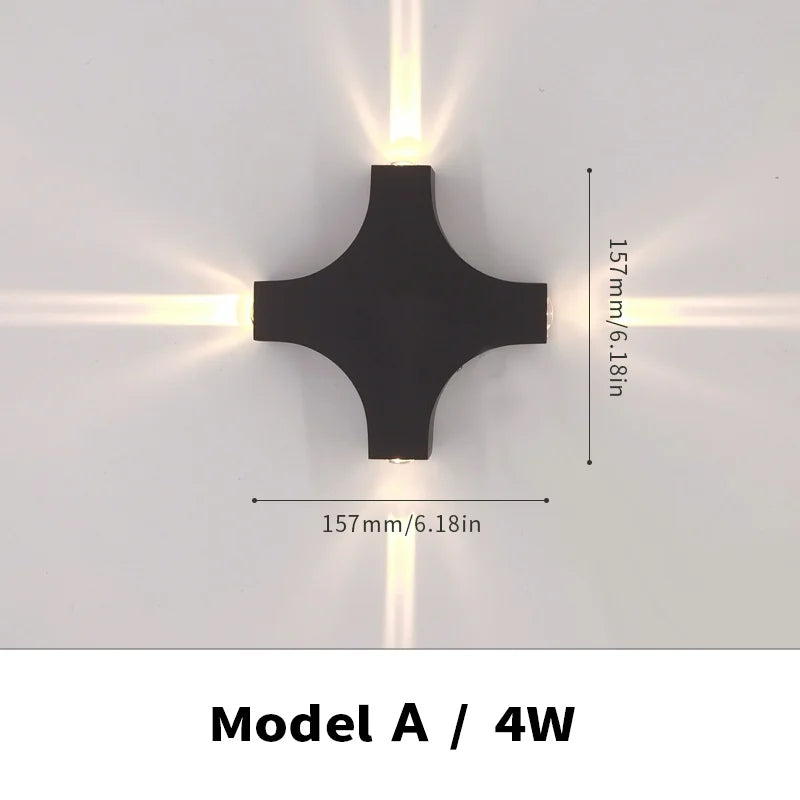Carvallo WallBeam LED vägglampa utomhus & inomhus | IP66 vattentålig | Varma vita ljus | 4W/5W/6W | Svart Carvallo