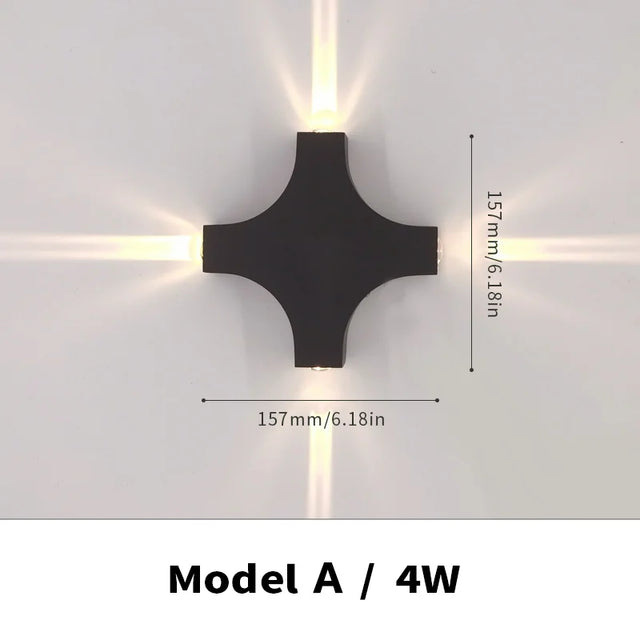 Carvallo WallBeam LED vägglampa utomhus & inomhus | IP66 vattentålig | Varma vita ljus | 4W/5W/6W | Svart Carvallo
