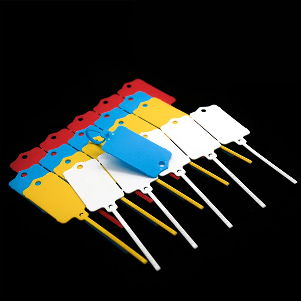 Carvallo FlexiTag 100 | 100 stycken | Återanvändbara plastetiketter med förslutningsband | För nycklar, bagage, lager och kontor Carvallo