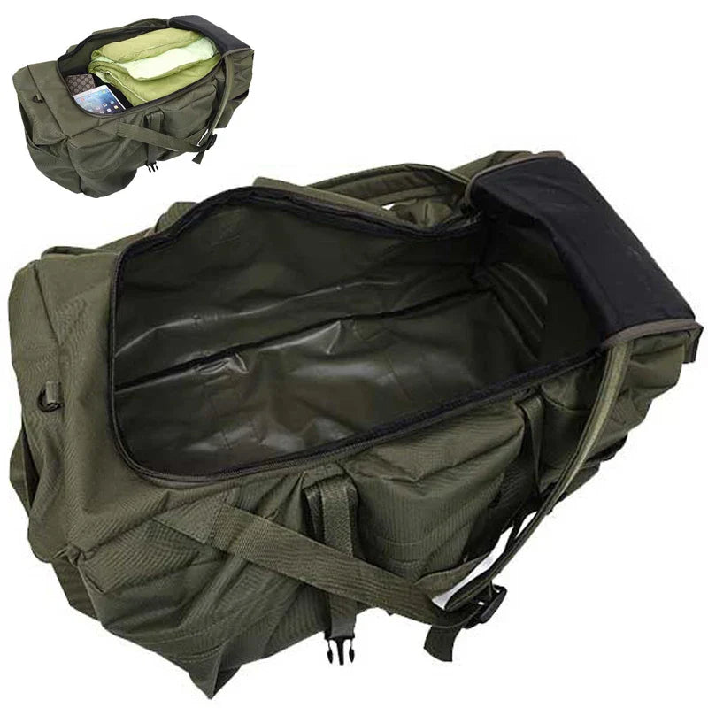Carvallo Outdoor-väska TrailForge X75 | 75×38×36 cm | 4-i-1 bärväska: Ryggsäck, axelväska, handbagage & crossbody | Vattentät & Robust Carvallo