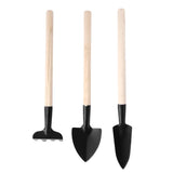 Carvallo Trädgårdsredskapset 3-delat | Mini-spade & kratta | För balkong & inomhusväxter | Trähandtag & metallhuvud Carvallo