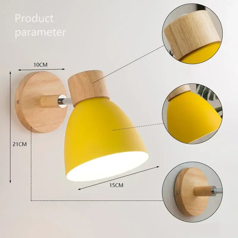 Royallure Nordic Wood Väggbelysning med Dragströmbrytare – Modern Minimalistisk Vägglampor för Sovrum och Vardagsrum Carvallo
