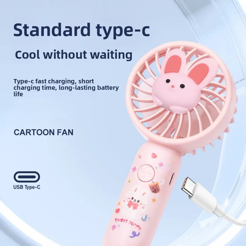 Carvallo-Handventilator BreeziPop | USB-laddning | Tyst & Bärbar | Söt tecknad design Carvallo