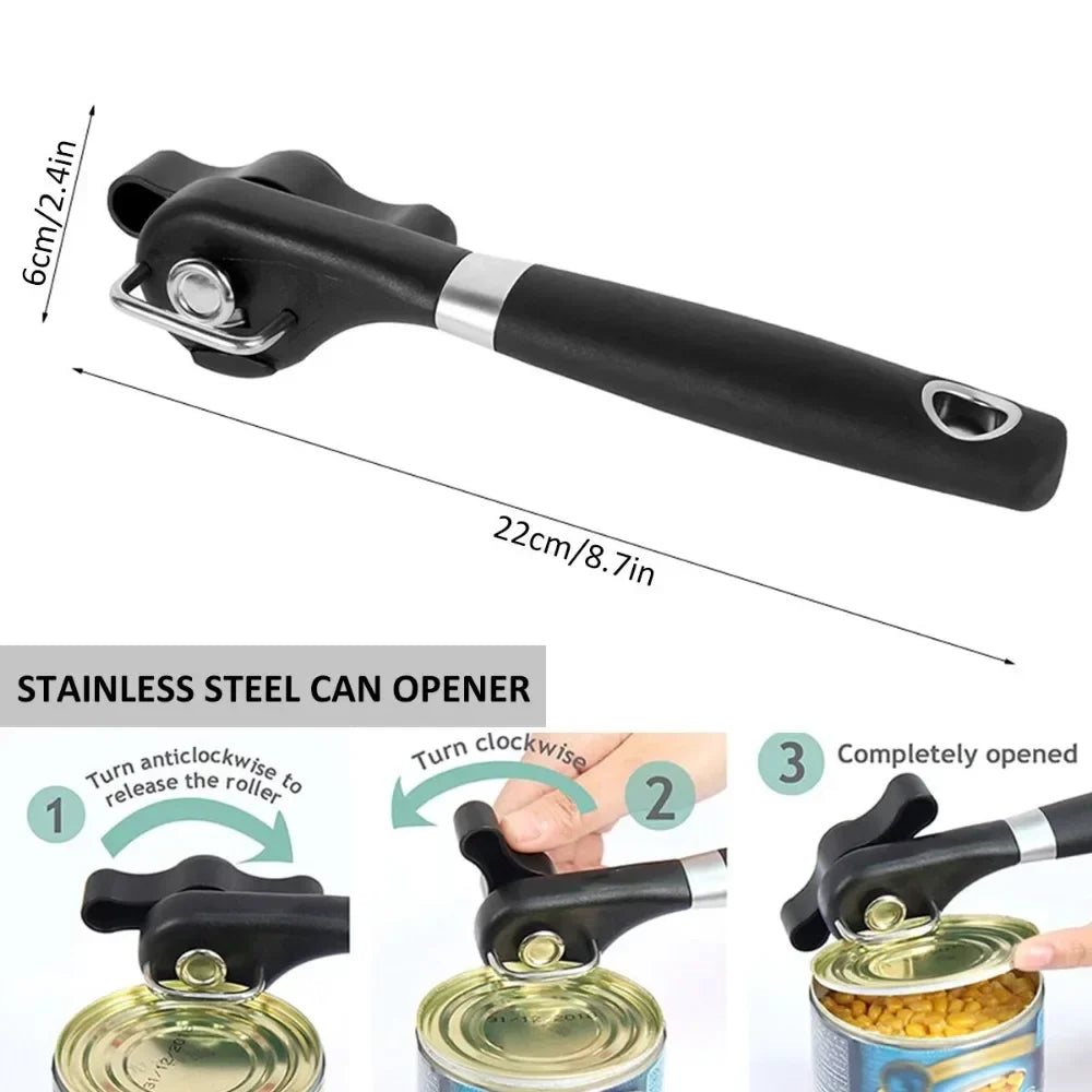 Carvallo Multifunktionell Burköppnare Rostfritt stål | Sidklippare med slät kant | Säker & ergonomisk | 22 × 6 cm Carvallo