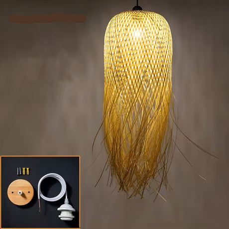 Handvävd bambus hänglampa – Belysning för tehus, restaurang och hotell Carvallo