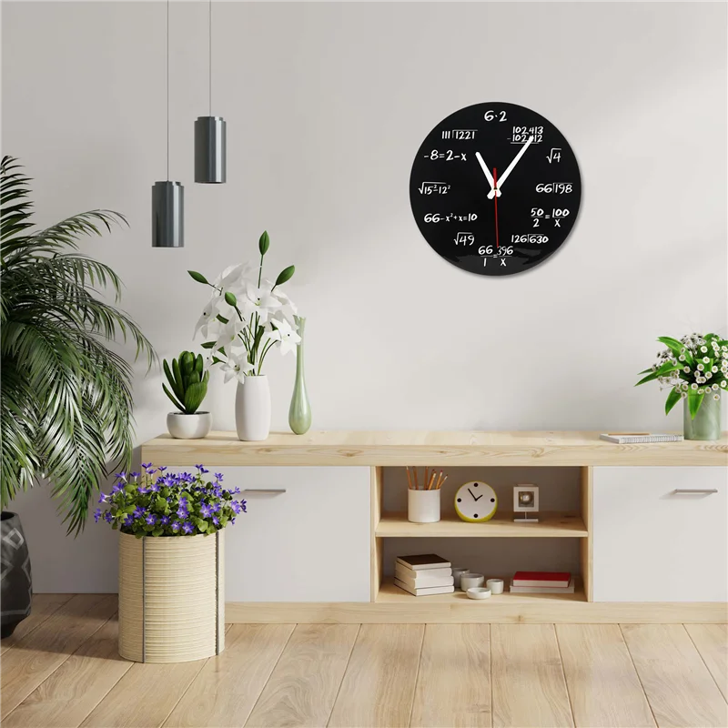 Mathematikekvationer väggklocka | 12" tyst kvarts | Utbildningsur för lärare och matematikkontakt | Brick by Brick Carvallo