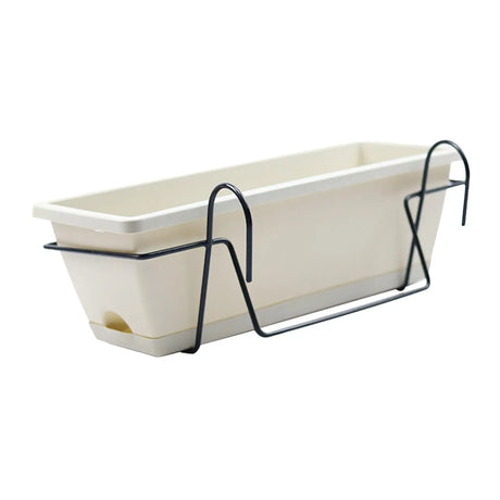 Carvallo Flex Balkongplanter | Med krokar och droppskål | 8 L plastblomlåda för räcken och fönster | Utomhus och inomhus Carvallo