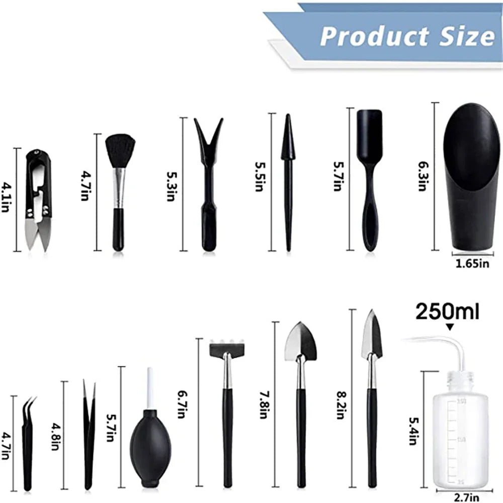 Carvallo Mini Trädgårdsverktyg Set | Ergonomisk & Platsbesparande | För Sukkulenter & Bonsai | 5/8/13-delar Carvallo