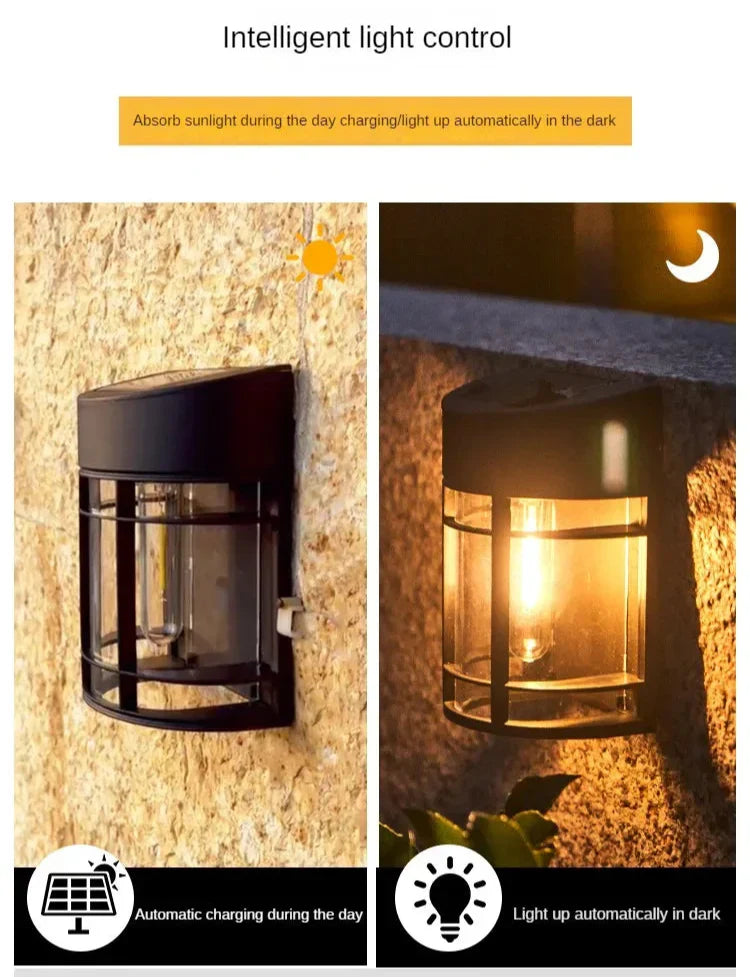 Utomhusvägglampa med glas och galler – LED trädgår belysning, väderbeständig för terrass & balkong Carvallo
