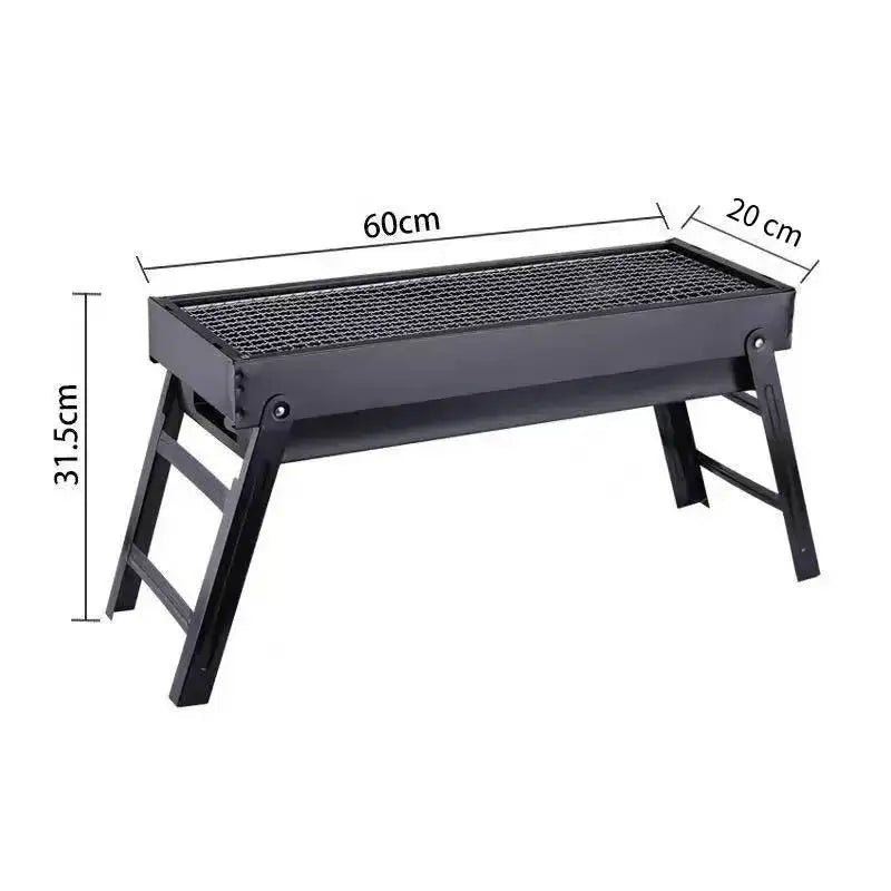 Carvallo Pro Fällbar Kolgrill | Bärbar & stabil | För utomhus, camping & picknick | 60 × 20 × 31,5 cm Carvallo