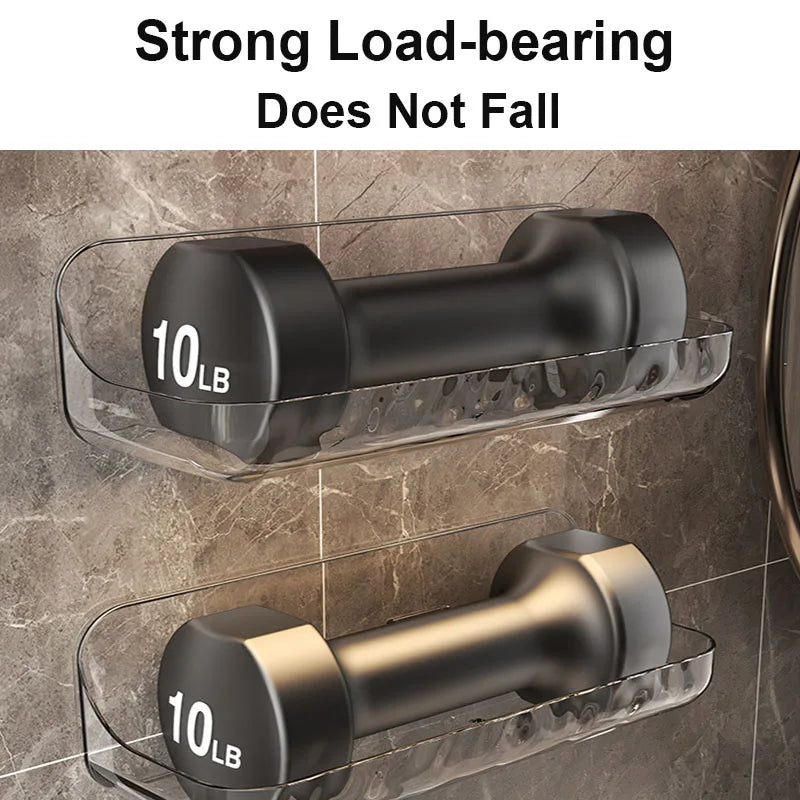 Carvallo Pro | Akryl-badrumshylla utan borrning | Väggmonterad duschhylla | Kosmetik- & schampo-hållare | Transparent | 12×9×8 cm / 24×9×8 cm Carvallo