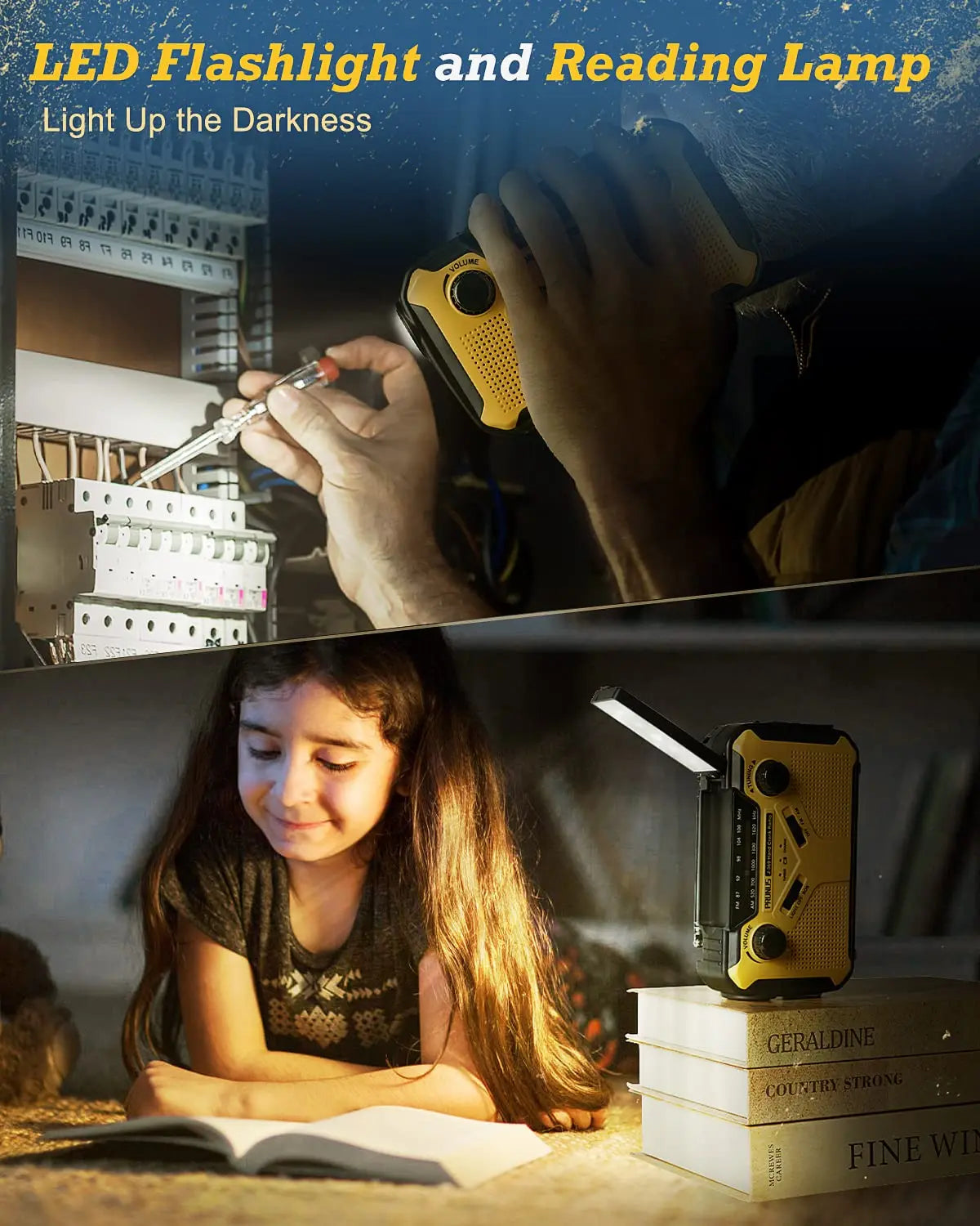 Carvallo Nödradio med 4-faldig strömförsörjning | 3000 mAh Powerbank | LED-ficklampa, läsarmatur & SOS-alarm Carvallo