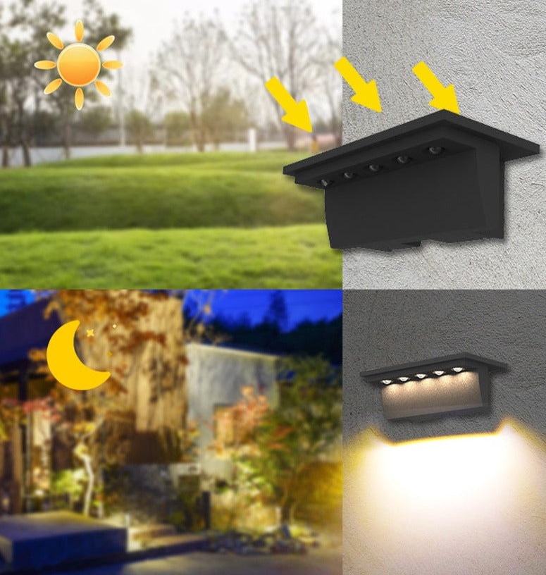 Carvallo Guard Solarlampa Solar Vägglampa med Rörelsesensor | Smart LED-belysning | IP65 Vattentålig | 6x11,9 cm Carvallo