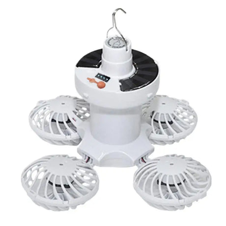 Carvallo Solar Campinglampa med fläkt | Fällbar & Bärbar | 3 Vindsteg & LED-belysning | För tält, terrass & utomhus Carvallo