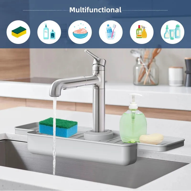 Carvallo-Ablagematte AquaSlope | Stänkskydd & avlastningsställ för diskbänk & handfat | Justerbar & mögelfri | 41 × 14 × 5 cm Carvallo