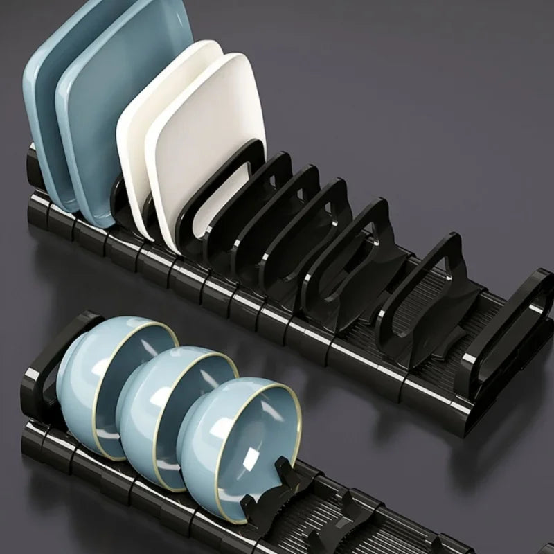 Carvallo FlexiRack | Justerbar skål- och tallrikshylla | Med avrinning för låda och köksskåp Carvallo