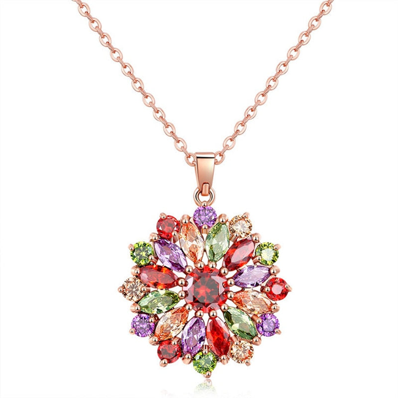 Skimrande Zircon Floral Halsband