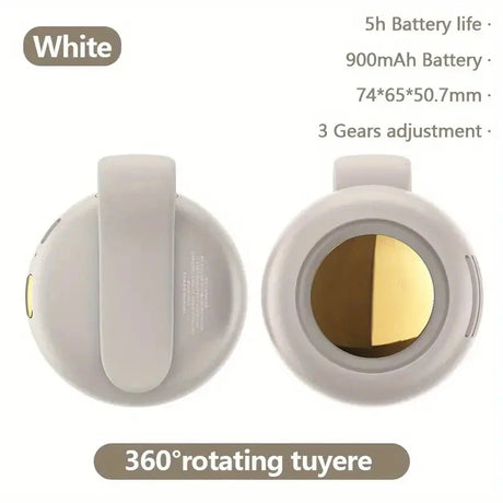 Carvallo Mini-Ventilator utan rotorblad | Tyst & bärbar | Med klämma, 360° vridbar | USB-C uppladdningsbar | För barn, resor & vardag Carvallo