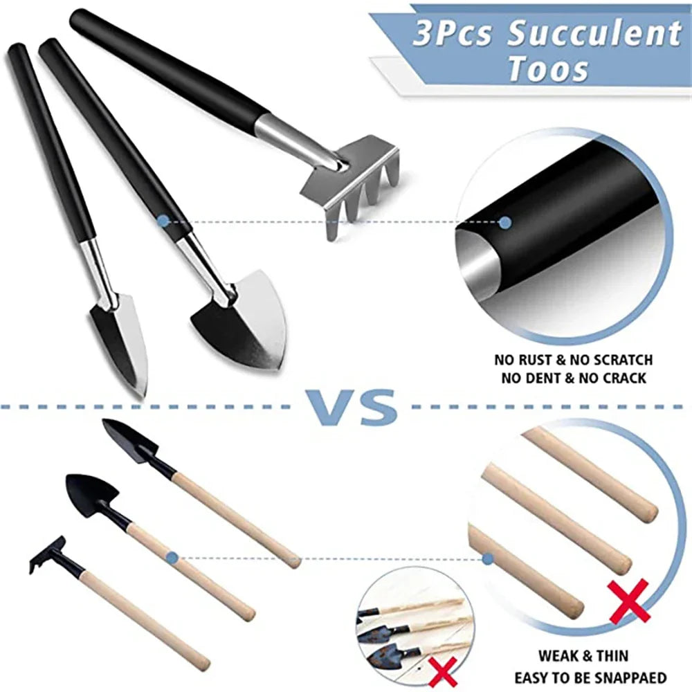 Carvallo Mini Trädgårdsverktyg Set | Ergonomisk & Platsbesparande | För Sukkulenter & Bonsai | 5/8/13-delar Carvallo