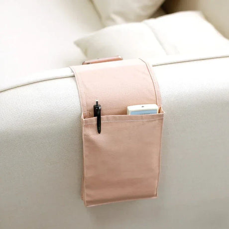 Carvallo Sängorganisator av bomullslinne | Hängande förvaring med fickor | För fjärrkontroll, böcker och tillbehör – ca. 30×20×10 cm Carvallo