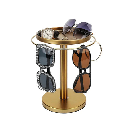 Carvallo Rotatable Sunglasses Organizer | 360° Rotating Stand with Jewelry Tray | Stainless Steel | 20 × 24 × 15 cm Carvallo