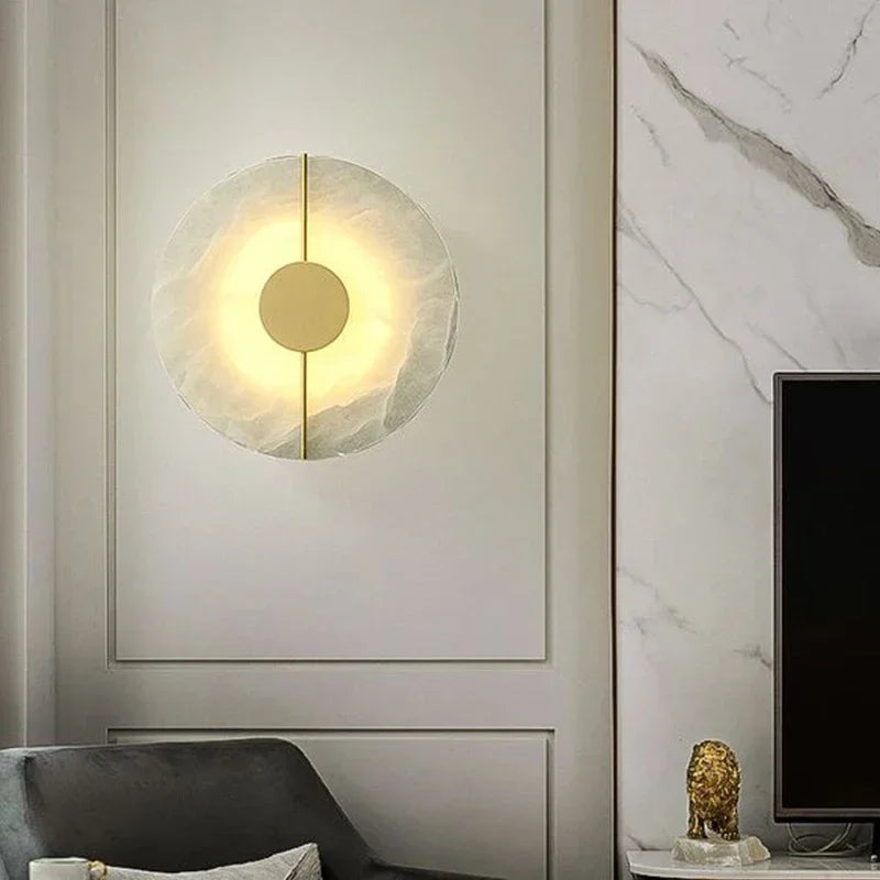 Modern Marmor Vägglampa Sconce med LED – Elegant Guldkoppar Finish för Vardagsrum och Sovrum Carvallo