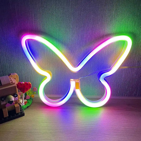 GlowWings - LED Fjärilslampa, Färgglad Neon Dekoration för Barnrum och Sovrum Carvallo