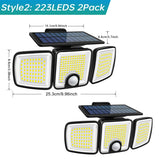 Solarlampa för utomhusbruk med rörelsesensor och 3 huvuden samt 270° vidvinkel vattentålig design Carvallo