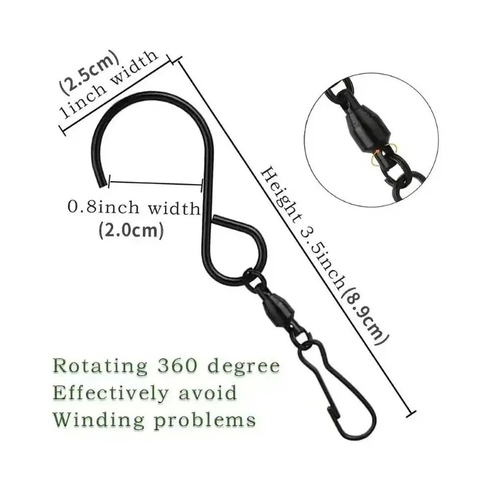 Carvallo 8 stycken S-krokar i rostfritt stål med vridled | Rostfria upphängningskrokar för vindspel, fågelburar, reklamskyltar & dekoration Carvallo