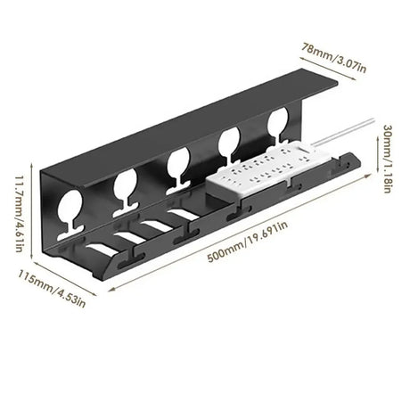 Carvallo DeskFixx | Under-bord Kabelhantering | Ingen borrning | Robust stålhylla | Svart Carvallo