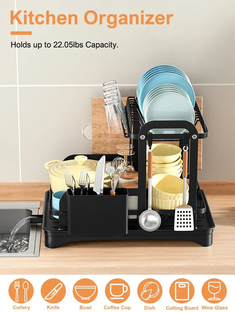 Royallure 2-Tier Diskställ med Rännkorg Kök Bänkskivor Skål Organisatör Carvallo