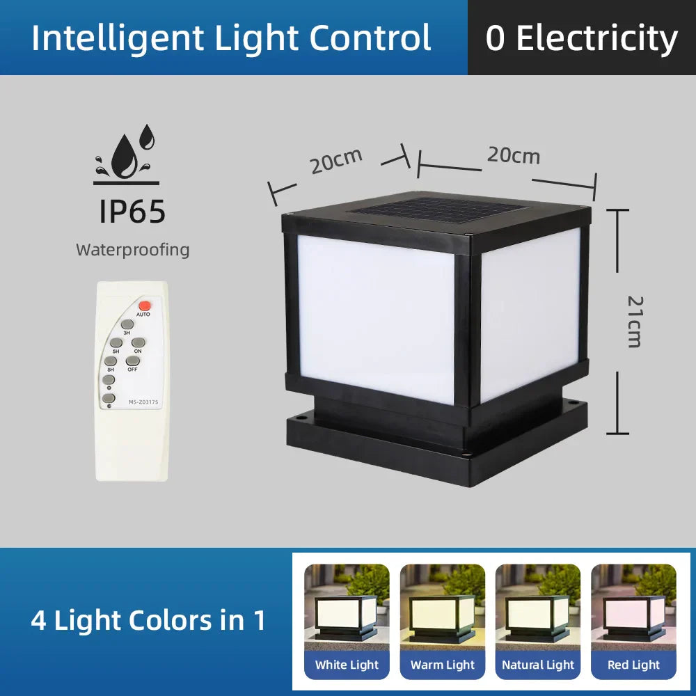 Carvallo PillarGlow Solarljusstolpe LED med fjärrkontroll & timer – IP65 Vattentålig Carvallo