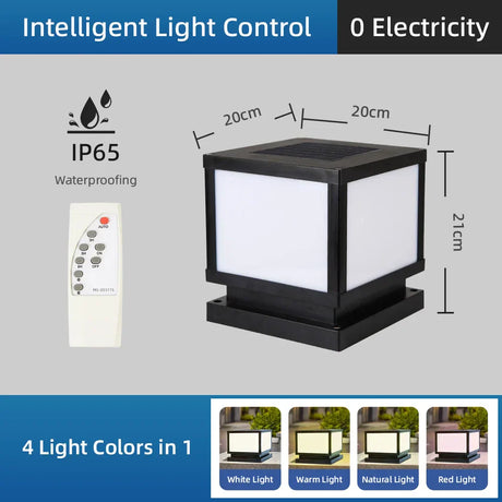 Carvallo PillarGlow Solarljusstolpe LED med fjärrkontroll & timer – IP65 Vattentålig Carvallo