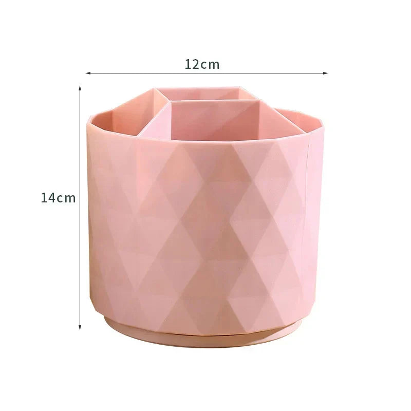 Carvallo Make-up Organizer med vridfunktion | 360° roterande förvaringsbehållare | 5 fack | Rosa diamantdesign Carvallo