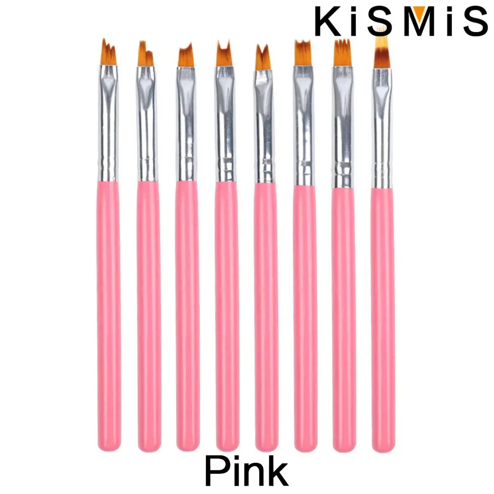 Carvallo-penselsæt NailMuse 8-pak | Fine detaljpenner til gel og neglekunst | Træhåndtag | Fås i 5 farver Carvallo