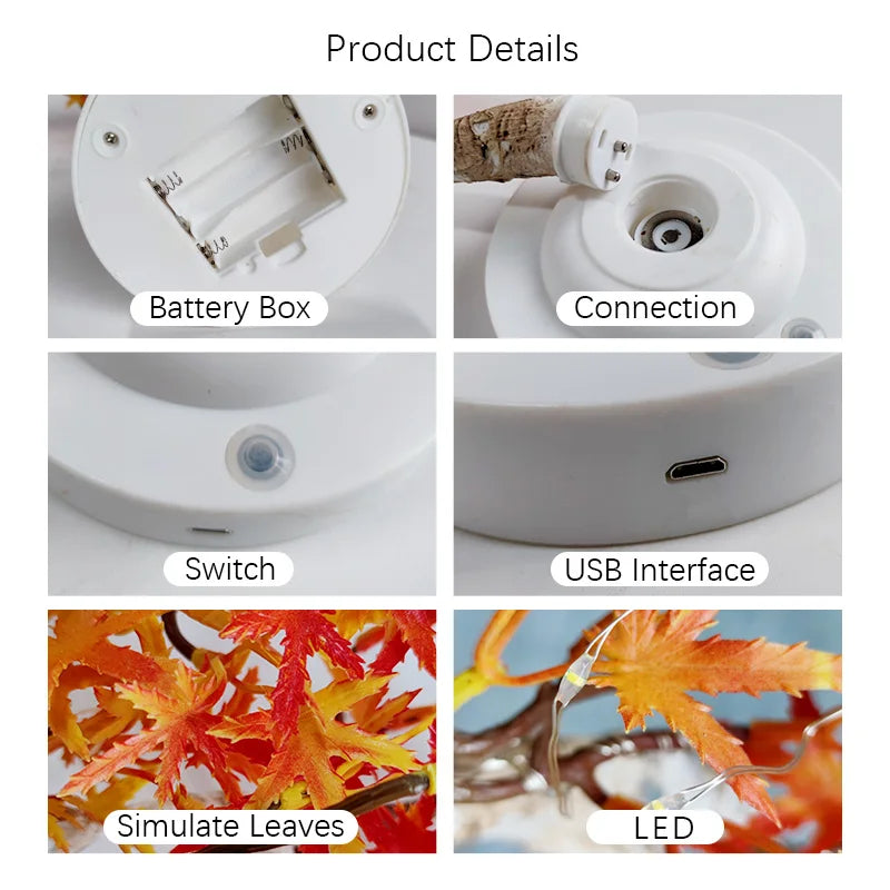 LumiLeaf - LED Lönn Bonsai Lampa – Stämningsfull Bordslampa för Vardagsrum och Sovrum Carvallo