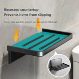 Carvallo DuschLine Duschablage Svart | Vägghylla i ABS-plast | Utan borrning | Med mobilhållare | Modernt bad-organisationstalanger Carvallo