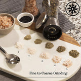 Carvallo Salt- & Pepparkvarn i glas och rostfritt stål | Kryddkvarn med justerbar malverk | För peppar, salt, spiskummin & mer | Aromafrisk & lätt att fylla på Carvallo