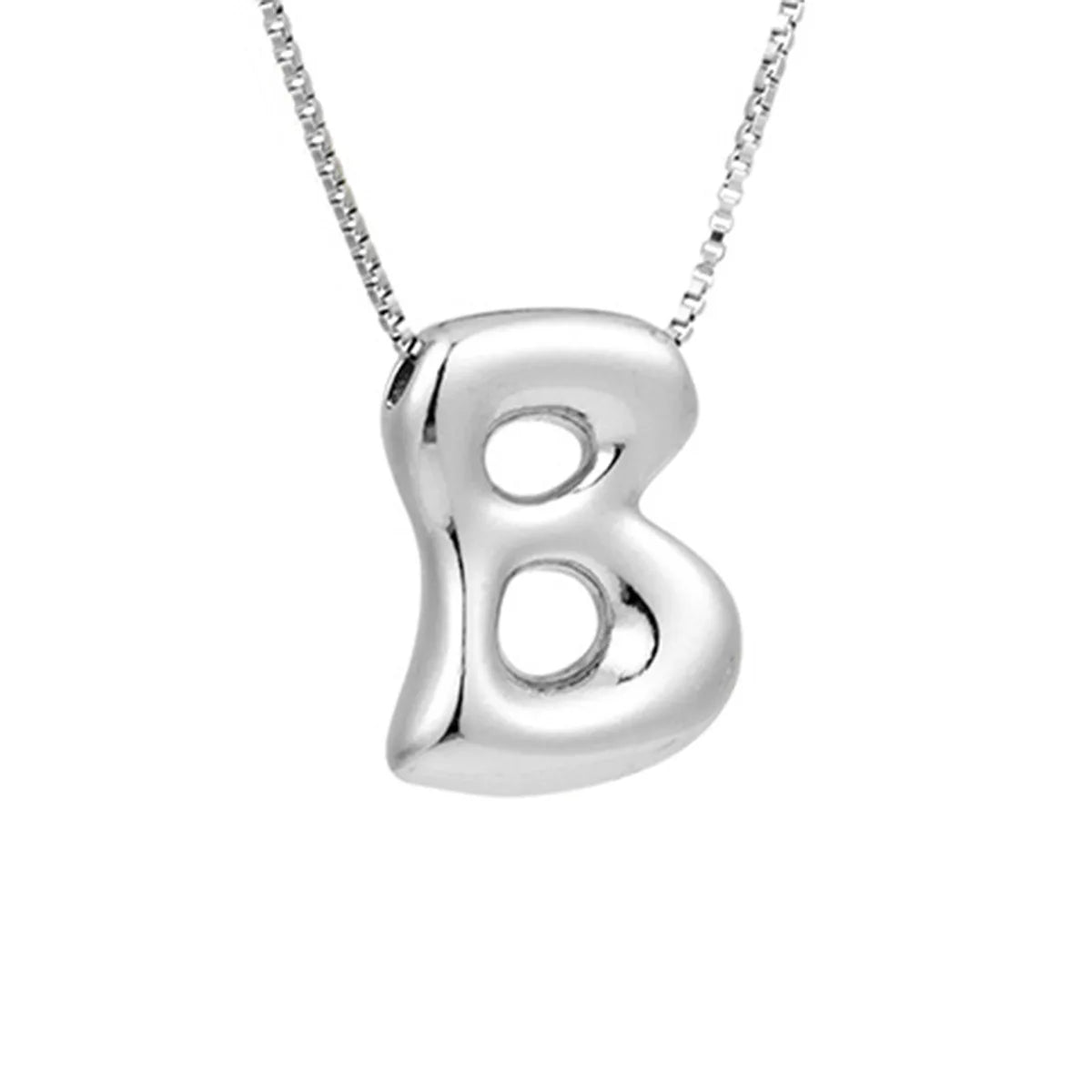 Royelux A-Z Ballong Bubbel Bokstav Hänge Halsband – Silver Chunky Initial Smycken Carvallo