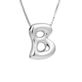 Royelux A-Z Ballong Bubbel Bokstav Hänge Halsband – Silver Chunky Initial Smycken Carvallo